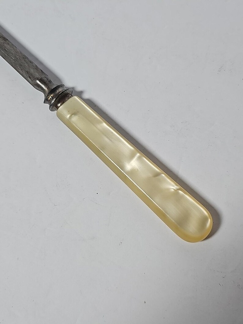 Mother of Pearl Handle Serving Knife Sharpener Pearlescent 11" Total Length READ image 4