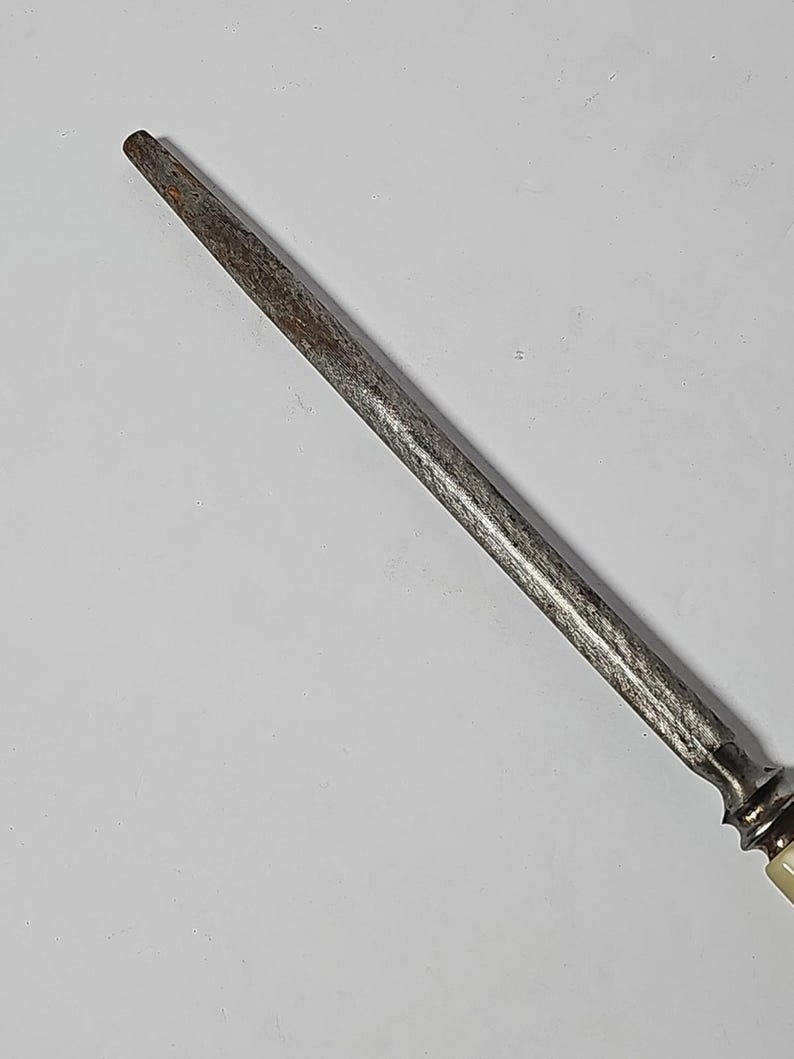 Mother of Pearl Handle Serving Knife Sharpener Pearlescent 11" Total Length READ image 5