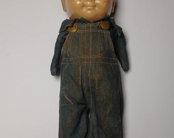 1950s Buddy Lee Cowboy Composition Doll - Union Made Denim Jean