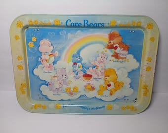 Vtg Care Bears 1985 American Greetings Tin Metal Lap Top TV Tray Bed Snack HTF