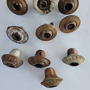 Antique Vintage Brass Socket Cup Chandelier Lamp Light Parts Lot Of 10 #2