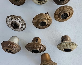 Antique Vintage Brass Socket Cup Chandelier Lamp Light Parts Lot Of 10 #2