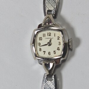 Vintage Caravelle N7 Silver Tone Wind Up Cocktail Watch Bez Szkła Nietestowany Damski