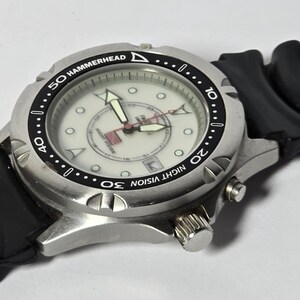Freestyle Hammerhead Men Diver Night Vision Silver Tone Quartz Watch New Battery image 4
