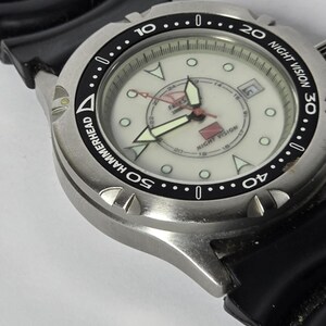 Freestyle Hammerhead Men Diver Night Vision Silver Tone Quartz Watch New Battery image 3
