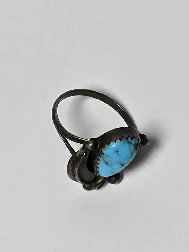 Vintage Navajo Sterling Silver Turquoise Coral Ring 925 Size Sz 6.5 ...