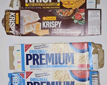 Vintage Nabisco Sunshine Krispy Saltines crackers, lege dozen, platgedrukt, jaren 90