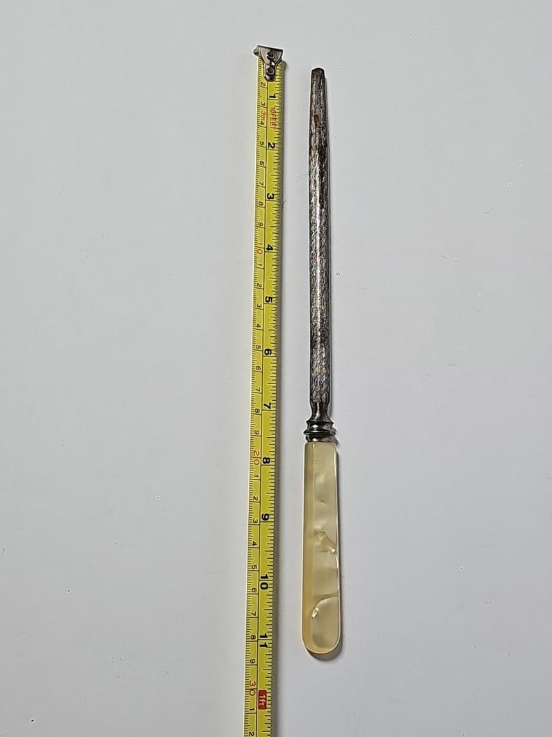 Mother of Pearl Handle Serving Knife Sharpener Pearlescent 11" Total Length READ image 8