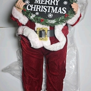 NIB 34" Santa Claus Figurine W/ Merry Christmas Sign Classical Door Greater CVS