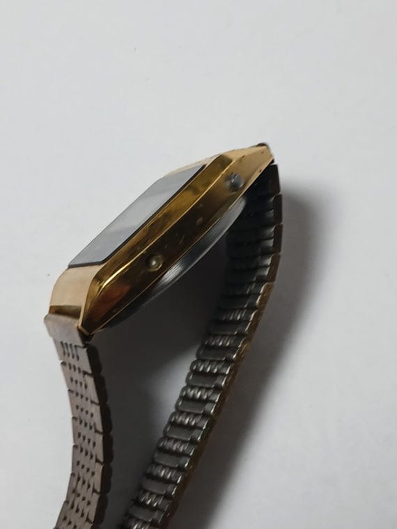 Vintage Mens TI3H Texas Instruments LCD Gold Tone Watch TI  display picture 1