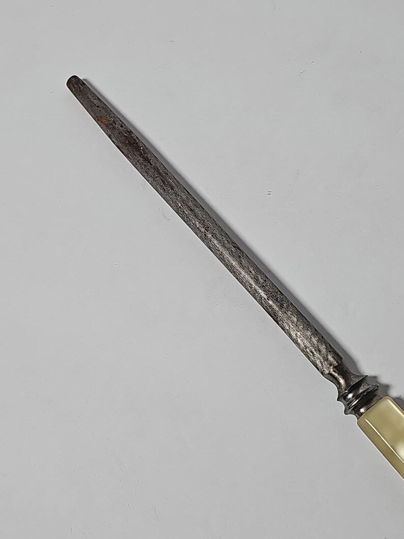 Mother of Pearl Handle Serving Knife Sharpener Pearlescent 11" Total Length READ image 7