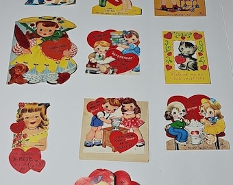 Kavel van 10 geassorteerde vintage kinderklaskaarten uit de jaren 40 uit de jaren 40