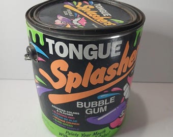 Lata de caramelos Vintage Tongue Splashers Nostalgia de los 90 Chicle de neón Lata de pintura