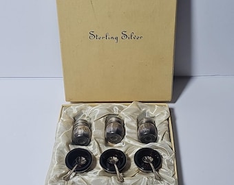 Juego de 3 cucharas para salero/pimentero pequeñas de plata esterlina vintage