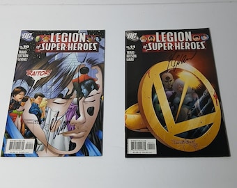 Legion of Super-Heroes (5ª serie) #10 e 11 Autografati da Mark Waid e Kitson