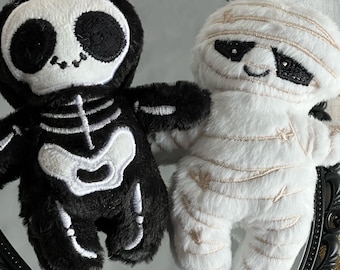 Halloween Skeleton & Mummy Plush Keychain