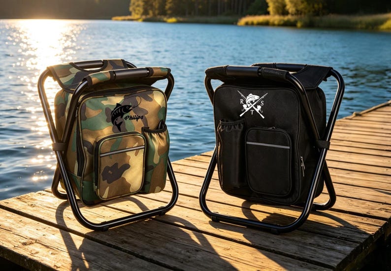 Silla nevera tipo mochila personalizada, bolsa nevera personalizada, silla de pesca para hombre, taburete nevera para portón trasero, regalo para propuesta de padrino de boda, regalo para el Día del Padre imagen 1