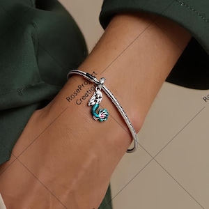 The Little Mermaid Ariel Dangle Charm,Silver charm,Charms for Bracelet,Girl Dangle Charm,Patronus Charm,Gift for girls,Mother&#39;s Day Gifts