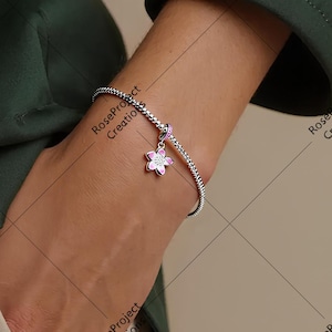 Cherry Blossom Dangle Charm,Silver charm,Charms for Bracelet,Girl Dangle Charm,Patronus Charm,Gift for girls,Mother&#39;s Day Gifts