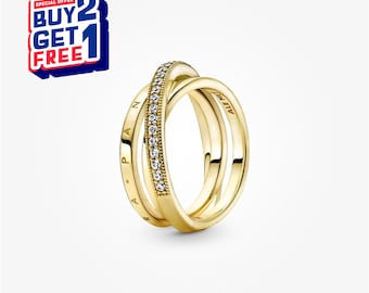 Crossover Pavé Triple Band Ring,Silber Ring,Dangle Ring,Geschenk für Mädchen,Minimalist Ring,Muttertagsgeschenk