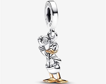 Donald Duck Sterling Silver Dangle Charm, Lab-Grown Diamond