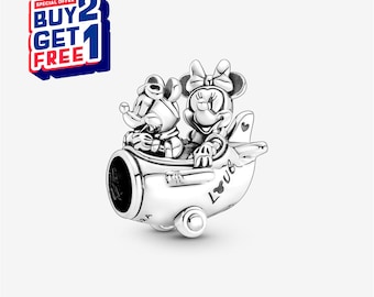 Disney Mickey and Minnie Mouse Airplane Charm,Silver charm,Charms for Bracelet,Girl Dangle Charm,Patronus Charm,Gift for girls,Gifts