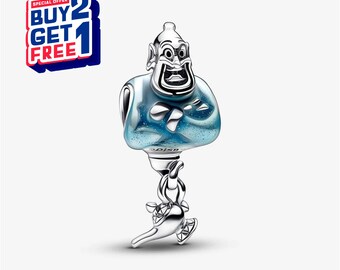 Pingente de cordão Disney Aladdin Gênio e Lâmpada Mágica, Pingente prateado, Pingente para pulseira, Pingente pendente para meninas, Pingente Patrono, Presente para meninas, Presentes