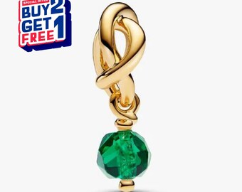 Crystal Birthstone Dangle Charm, S925 Sterling Silver