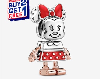 Pingente Robô da Minnie Mouse da Disney, Pingente Prateado, Pingente para Pulseira, Pingente para Menina, Pingente Patrono, Presente para Meninas, Presente para o Dia das Mães