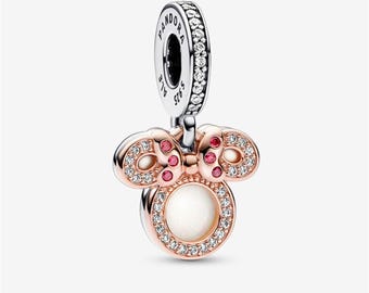 Minnie Mouse S925 Sterling Silver Dangle Charm, Mother's Day Gift