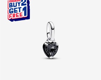 Mini colgante de corazón de chakra negro ME, dije de plata, dijes para pulsera, dije colgante para niña, dije de Patronus, regalo para niñas, regalos para el Día de la Madre