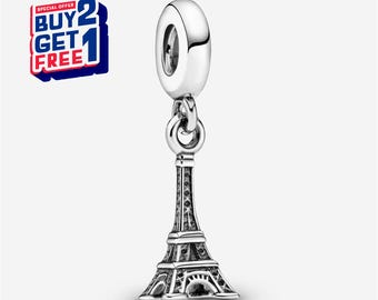 Charm colgante de la Torre Eiffel de París en plata de ley
