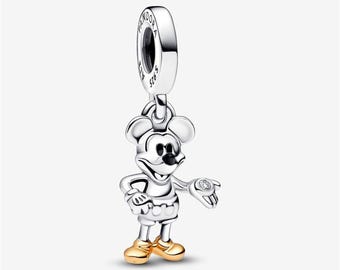 Mickey Mouse Lab-Grown Diamond Charm, S925 Sterling Silver Dangle