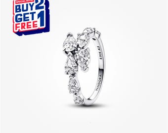 Anello a fascia sovrapposta scintillante, anello in argento, anello pendente, regalo per ragazze, anello minimalista, regali per la festa della mamma