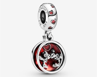 Mickey & Minnie Mouse Love Dangle Charm, Sterling Silver