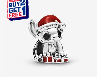 Disney Stitch Christmas Charm,Silver charm,Charms for Bracelet,Girl Dangle Charm,Patronus Charm,Gift for girls,Mother Day Gifts
