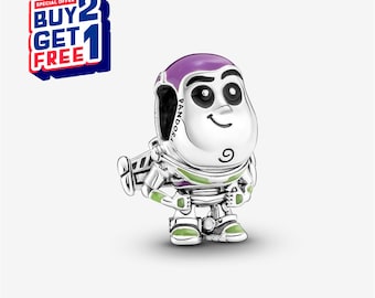 Pingente Buzz Lightyear da Disney Pixar, Pingente Prateado, Pingentes para Pulseira, Pingente Pendente para Menina, Pingente Patrono, Presente para Meninas, Presentes para o Dia das Mães
