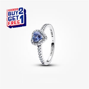 Anillo de corazón azul brillante, anillo de plata, anillo colgante, regalo para niñas, anillo minimalista, regalo para el Día de la Madre.
