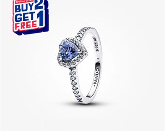 Anillo de corazón azul brillante, anillo de plata, anillo colgante, regalo para niñas, anillo minimalista, regalo para el Día de la Madre.
