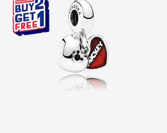 Disney Mickey Mouse & Minnie Mouse Love and Kisses Charm,Silver charm,Charms for Bracelet,Girl Dangle Charm,Patronus Charm,Gift for girls