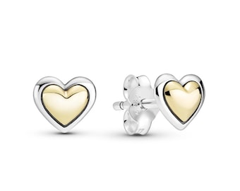 Koepelvormige gouden hart-oorknopjes, zilveren oorbellen, hangoorbellen, cadeau voor meisjes, minimalistische oorbellen, Moederdagcadeaus