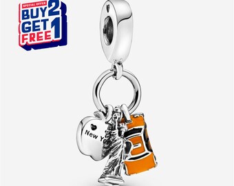 Charm colgante de plata de ley S925 con símbolos de la ciudad de Nueva York