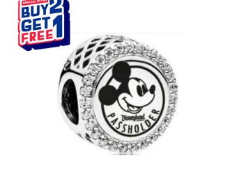 Disney Mickey Mouse Passholder Glamour Charm,Silver charm,Charms for Bracelet,Girl Dangle Charm,Patronus Charm,Gift for girls,Gifts