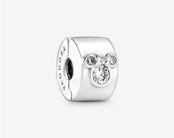 Charm de clip de Minnie Mouse en plata de ley, regalo para niñas