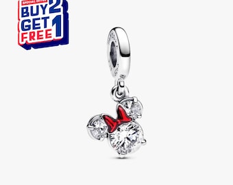 Charm colgante de Minnie Mouse en plata de ley S925, regalo para niñas