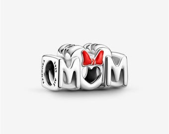 Ciondolo per mamma in argento sterling con fiocco di Minnie, pendente per bracciale
