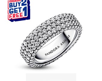 Anello a tre file con pavé senza tempo, anello in argento, anello pendente, regalo per ragazze, anello minimalista, regali per la festa della mamma