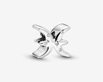 Sterling Silver Pisces Charm, Dangle Bracelet Charm