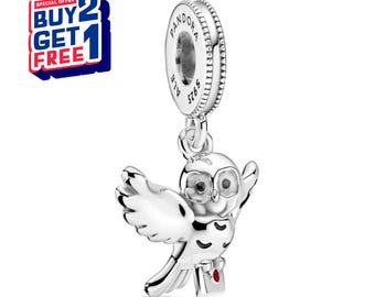 Charm colgante de búho Hedwig, plata de ley S925
