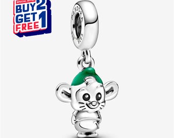 Pingente do Ratinho Gus da Cinderela da Disney, Prateado, para Pulseira, Pingente para Menina, Pingente do Patrono, Presente para Meninas, Presente para o Dia das Mães